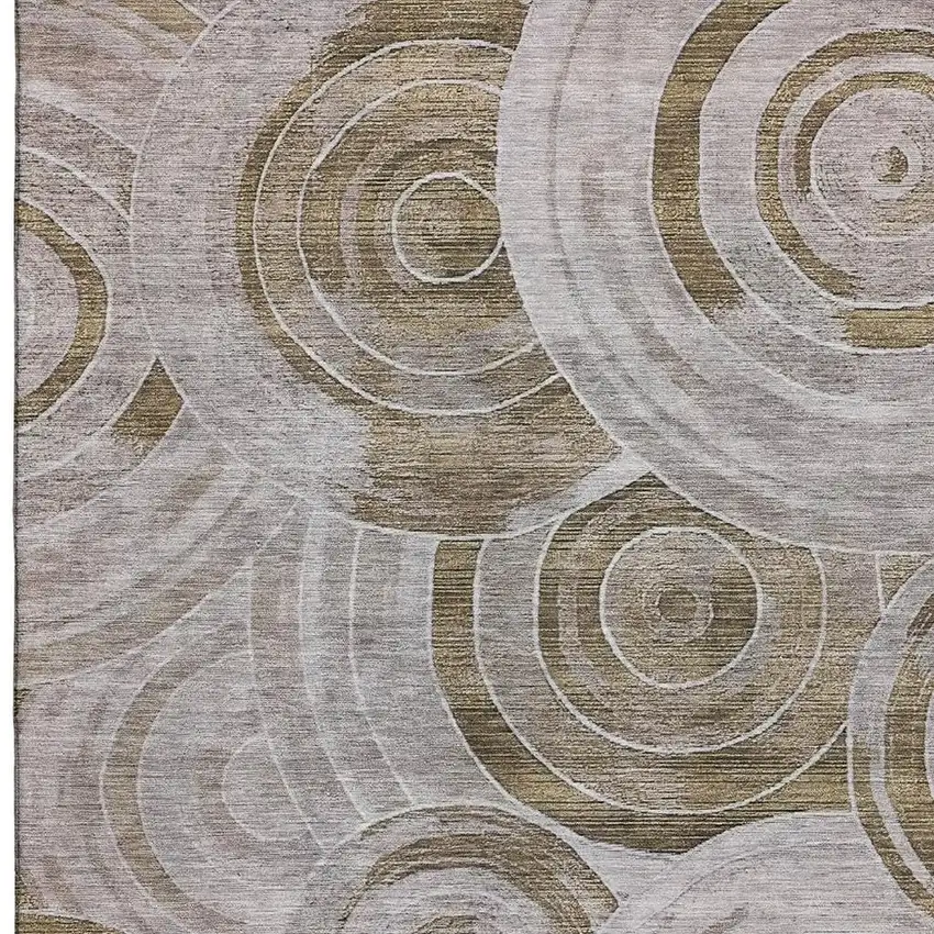 Brown And Gray Geometric Washable Area Rug With UV Protection Photo 2