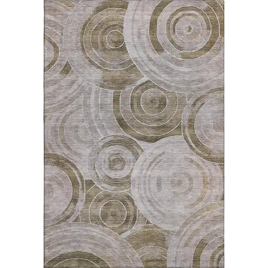 Brown And Gray Geometric Washable Area Rug With UV Protection Photo 1
