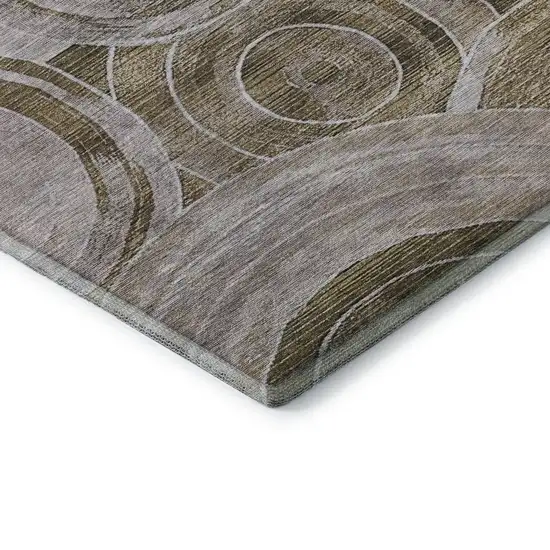 Brown And Gray Geometric Washable Area Rug With UV Protection Photo 7