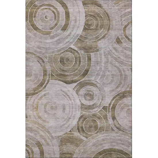 Brown And Gray Geometric Washable Area Rug With UV Protection Photo 3