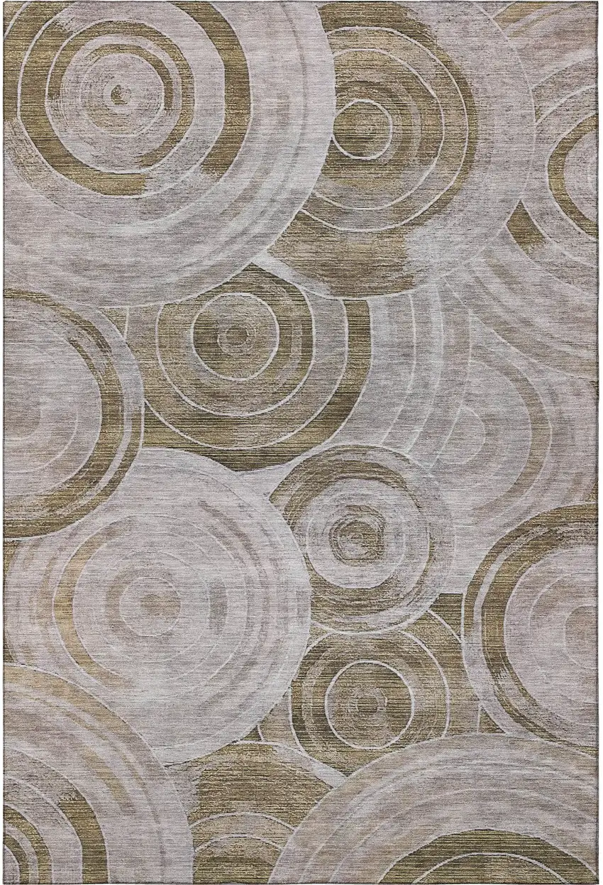 Brown And Gray Geometric Washable Area Rug With UV Protection Photo 3