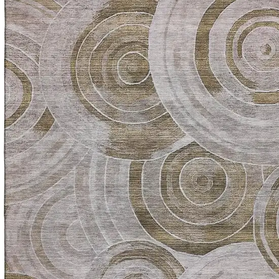 Brown And Gray Geometric Washable Area Rug With UV Protection Photo 3