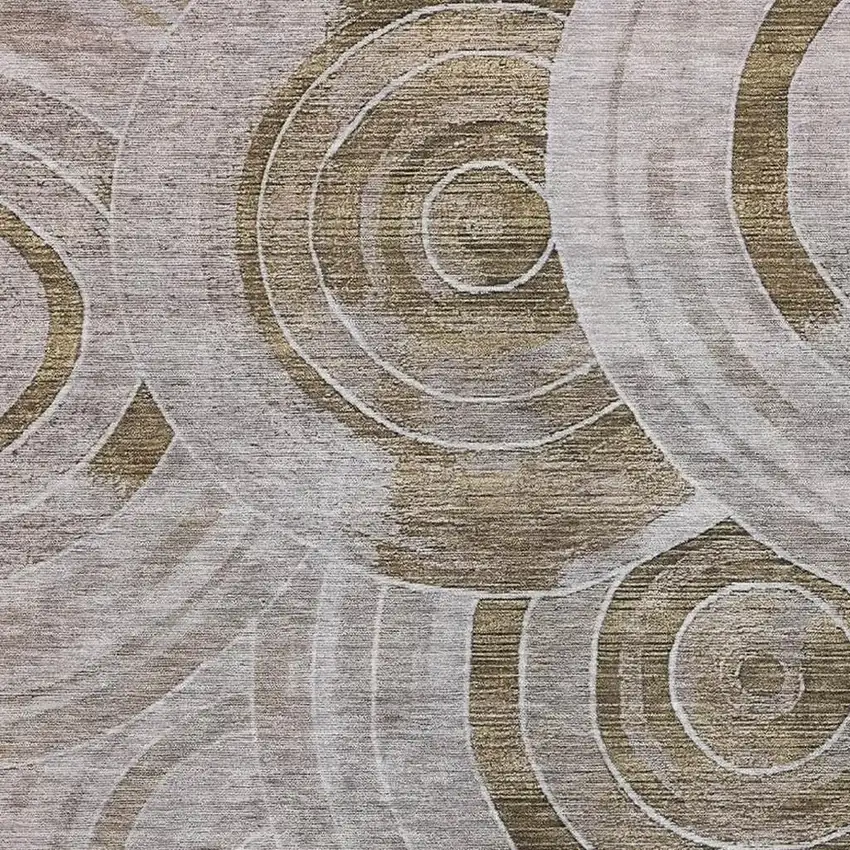 Brown And Gray Geometric Washable Area Rug With UV Protection Photo 2