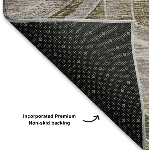 Photo of Brown And Gray Geometric Washable Area Rug With UV Protection