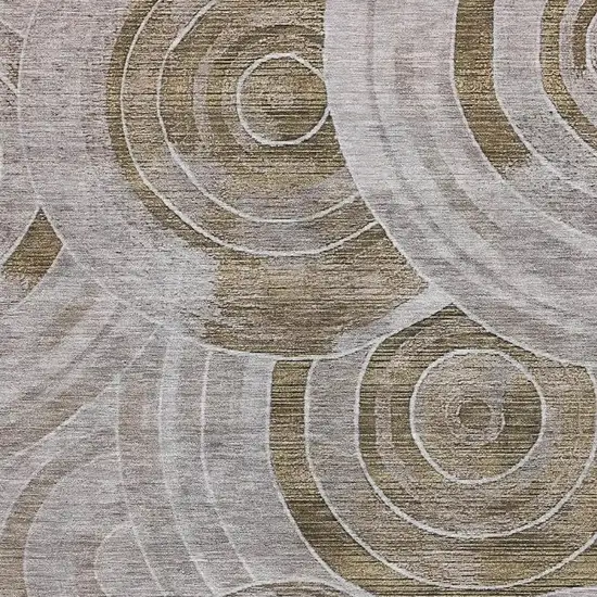 Brown And Gray Geometric Washable Area Rug With UV Protection Photo 2
