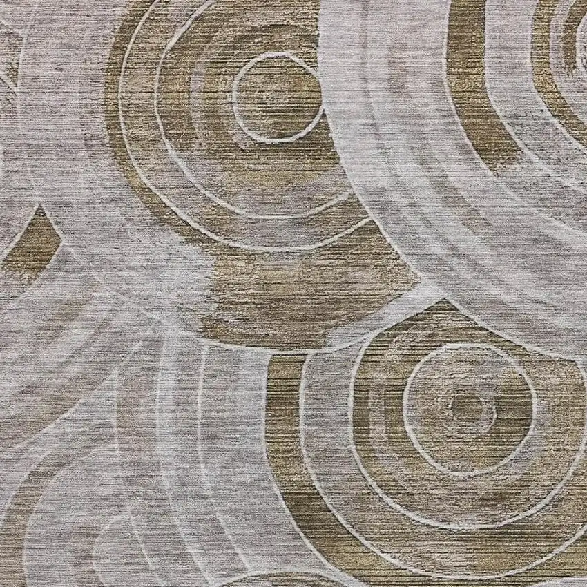 Brown And Gray Geometric Washable Area Rug With UV Protection Photo 2