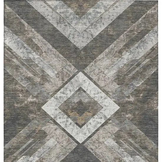 Brown And Gray Geometric Washable Indoor Outdoor Area Rug Photo 1