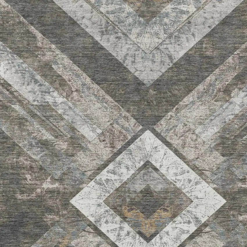 Brown And Gray Geometric Washable Indoor Outdoor Area Rug Photo 6
