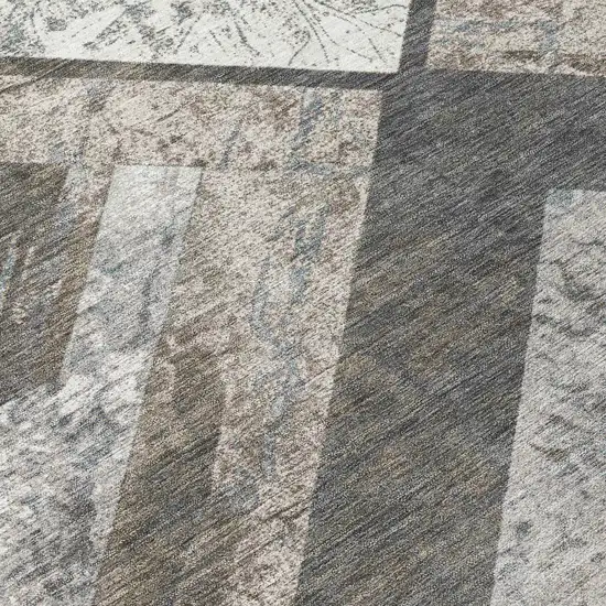Brown And Gray Geometric Washable Indoor Outdoor Area Rug Photo 8