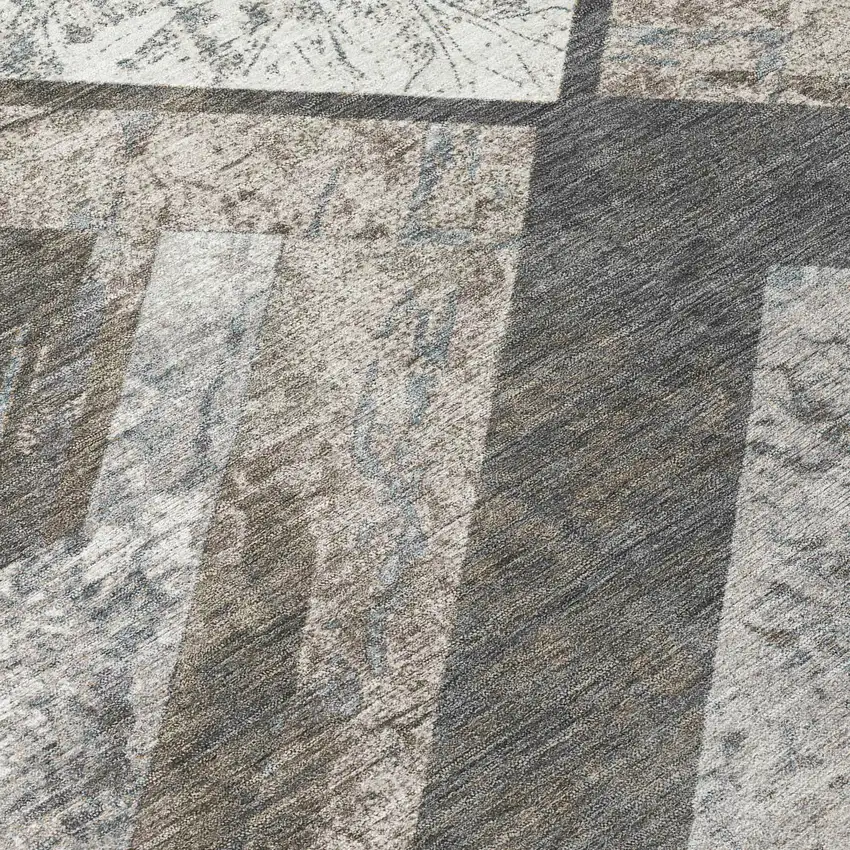 Brown And Gray Geometric Washable Indoor Outdoor Area Rug Photo 8