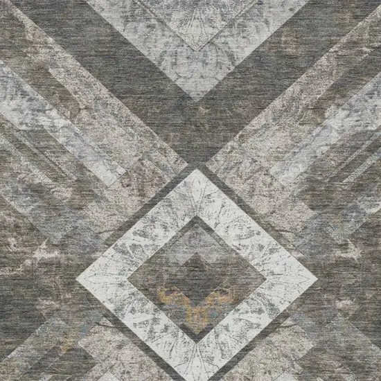 Brown And Gray Geometric Washable Indoor Outdoor Area Rug Photo 9