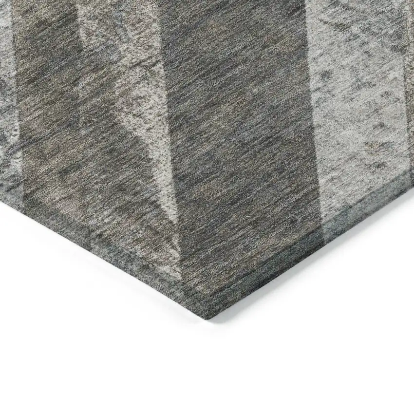 Brown And Gray Geometric Washable Indoor Outdoor Area Rug Photo 8