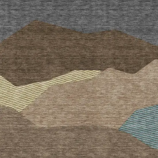 Brown And Gray Geometric Washable Indoor Outdoor Area Rug Photo 2
