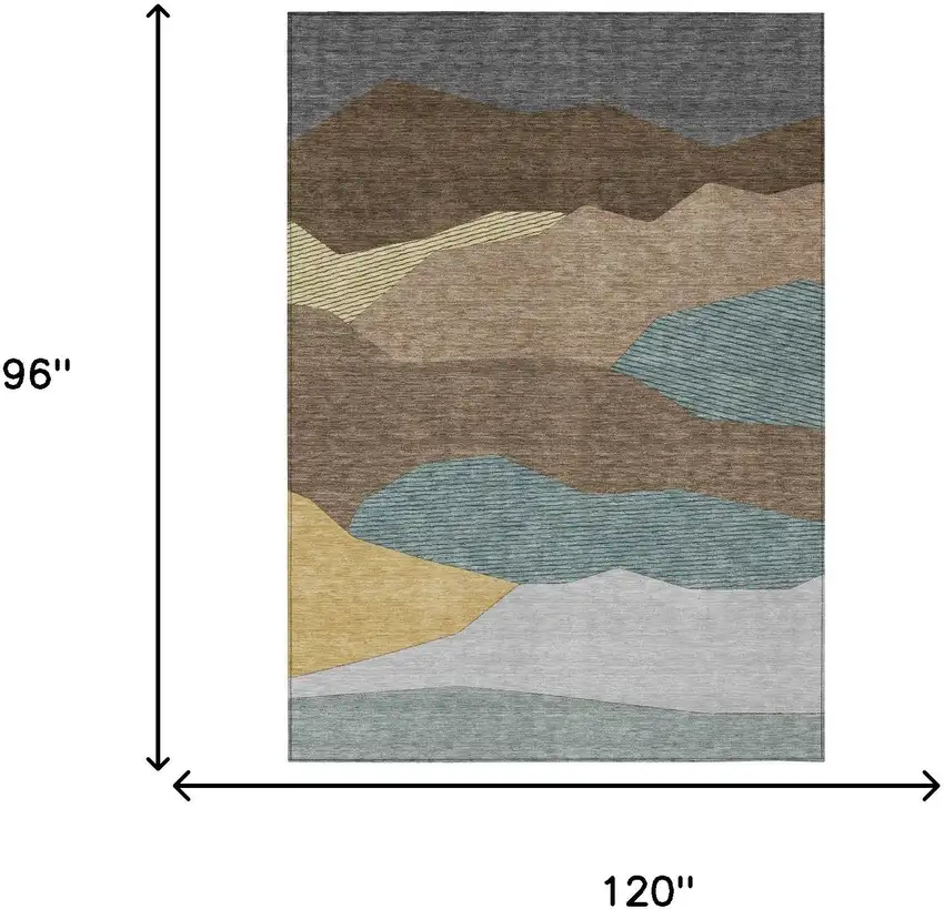 Brown And Gray Geometric Washable Indoor Outdoor Area Rug Photo 6