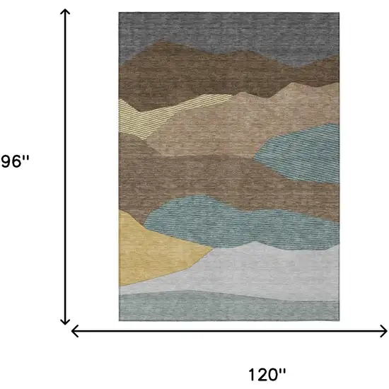 Brown And Gray Geometric Washable Indoor Outdoor Area Rug Photo 6