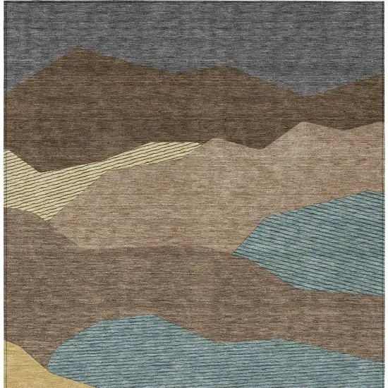 Brown And Gray Geometric Washable Indoor Outdoor Area Rug Photo 3