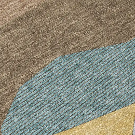 Brown And Gray Geometric Washable Indoor Outdoor Area Rug Photo 5