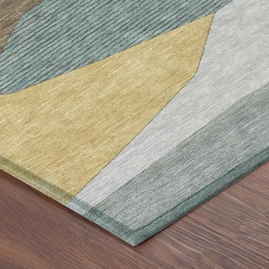 Brown And Gray Geometric Washable Indoor Outdoor Area Rug Photo 4