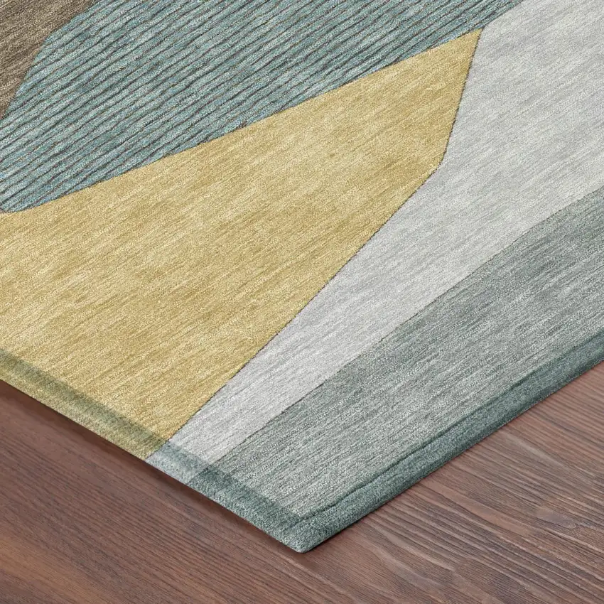 Brown And Gray Geometric Washable Indoor Outdoor Area Rug Photo 4