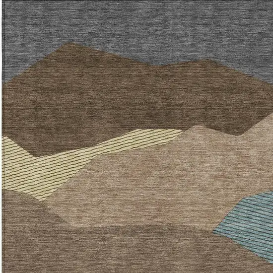 Brown And Gray Geometric Washable Indoor Outdoor Area Rug Photo 2