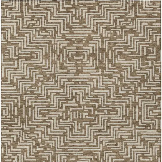 Brown And Gray Geometric Washable Indoor Outdoor Area Rug Photo 4