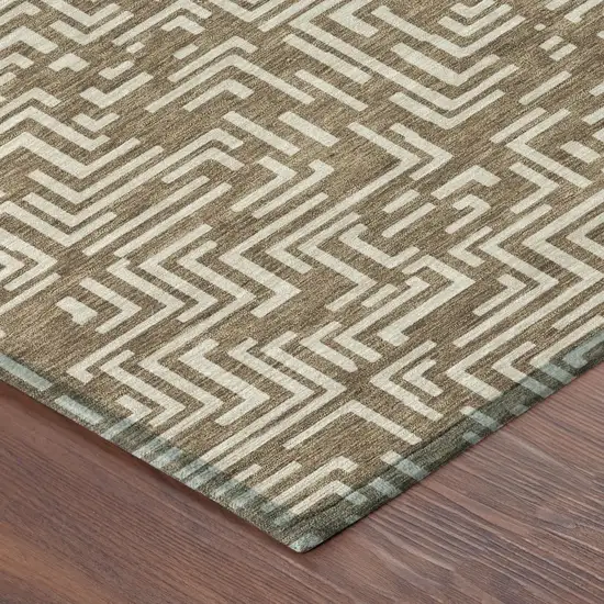 Brown And Gray Geometric Washable Indoor Outdoor Area Rug Photo 7