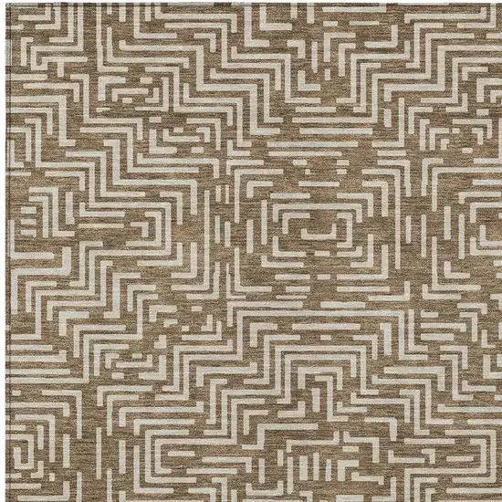 Brown And Gray Geometric Washable Indoor Outdoor Area Rug Photo 3