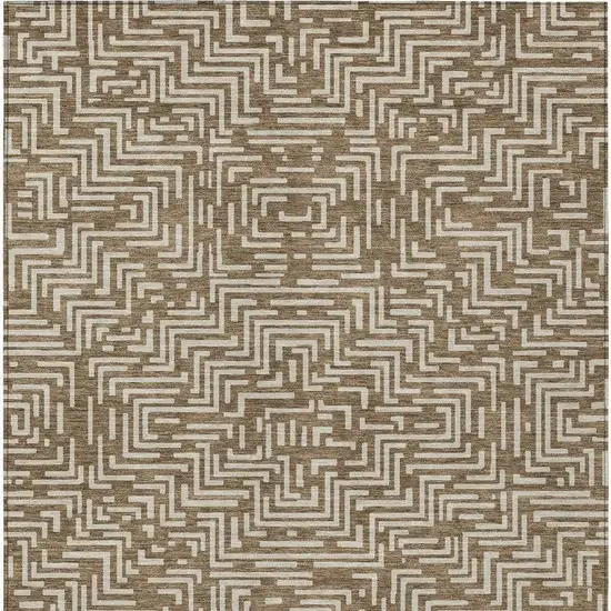 Brown And Gray Geometric Washable Indoor Outdoor Area Rug Photo 6