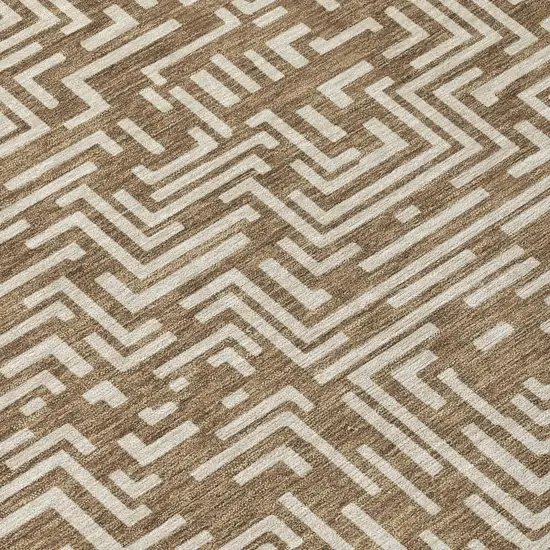 Brown And Gray Geometric Washable Indoor Outdoor Area Rug Photo 8