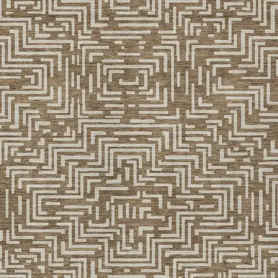Brown And Gray Geometric Washable Indoor Outdoor Area Rug Photo 5