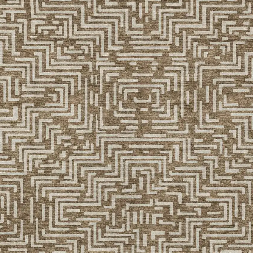 Brown And Gray Geometric Washable Indoor Outdoor Area Rug Photo 3