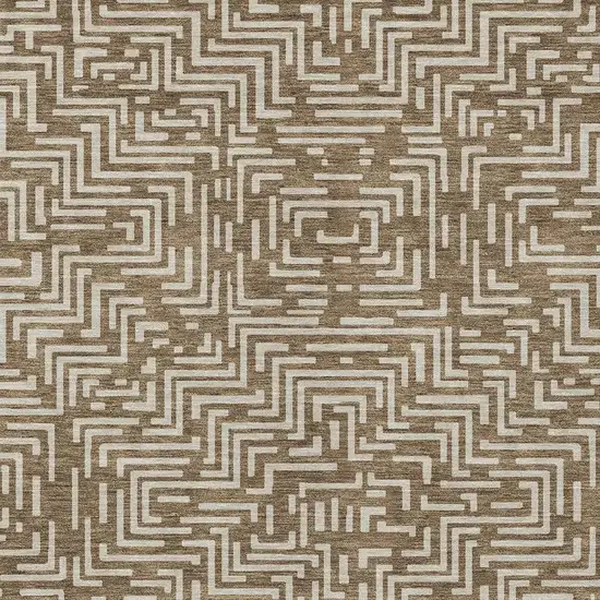 Brown And Gray Geometric Washable Indoor Outdoor Area Rug Photo 3