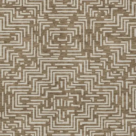 Brown And Gray Geometric Washable Indoor Outdoor Area Rug Photo 5