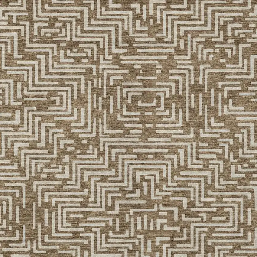 Brown And Gray Geometric Washable Indoor Outdoor Area Rug Photo 5