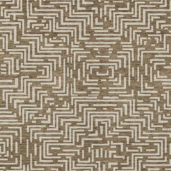 Brown And Gray Geometric Washable Indoor Outdoor Area Rug Photo 4