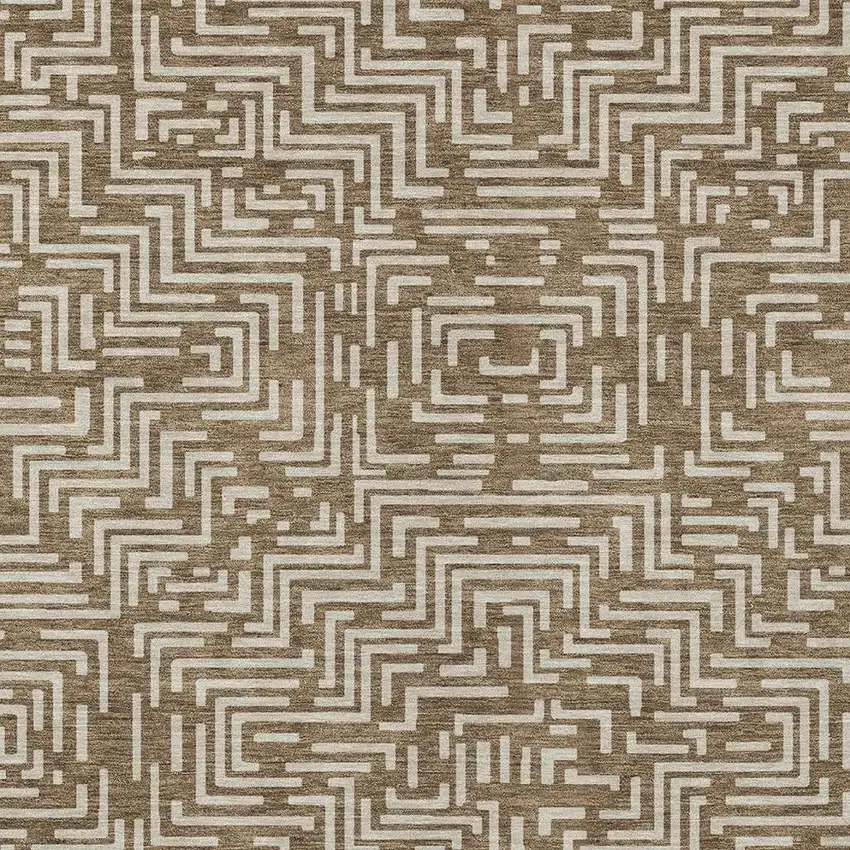 Brown And Gray Geometric Washable Indoor Outdoor Area Rug Photo 4