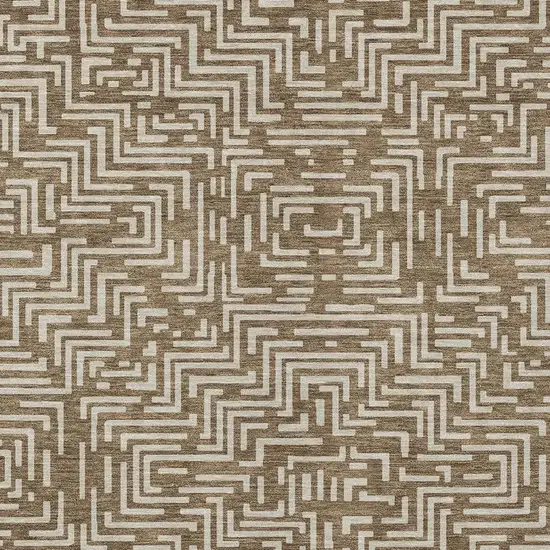 Brown And Gray Geometric Washable Indoor Outdoor Area Rug Photo 5