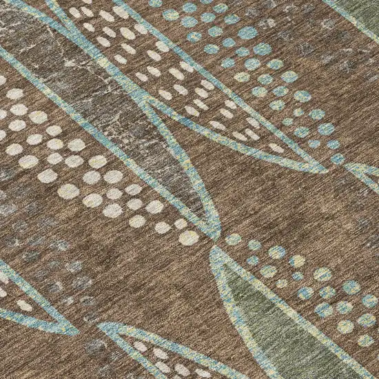 Brown And Gray Geometric Washable Indoor Outdoor Area Rug Photo 6