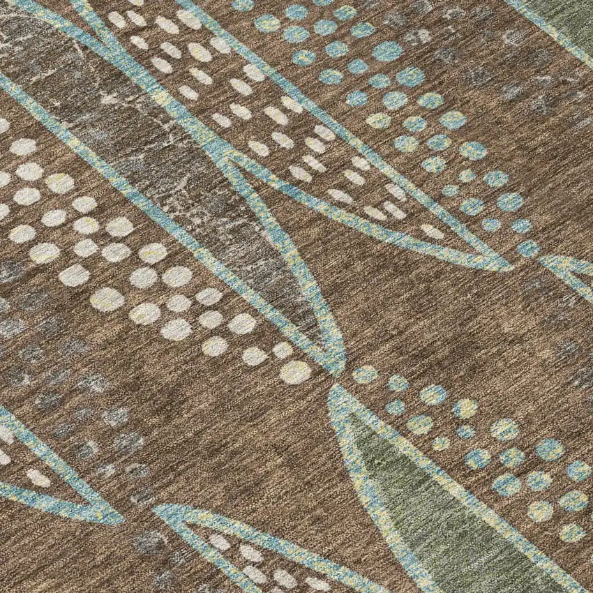 Brown And Gray Geometric Washable Indoor Outdoor Area Rug Photo 6