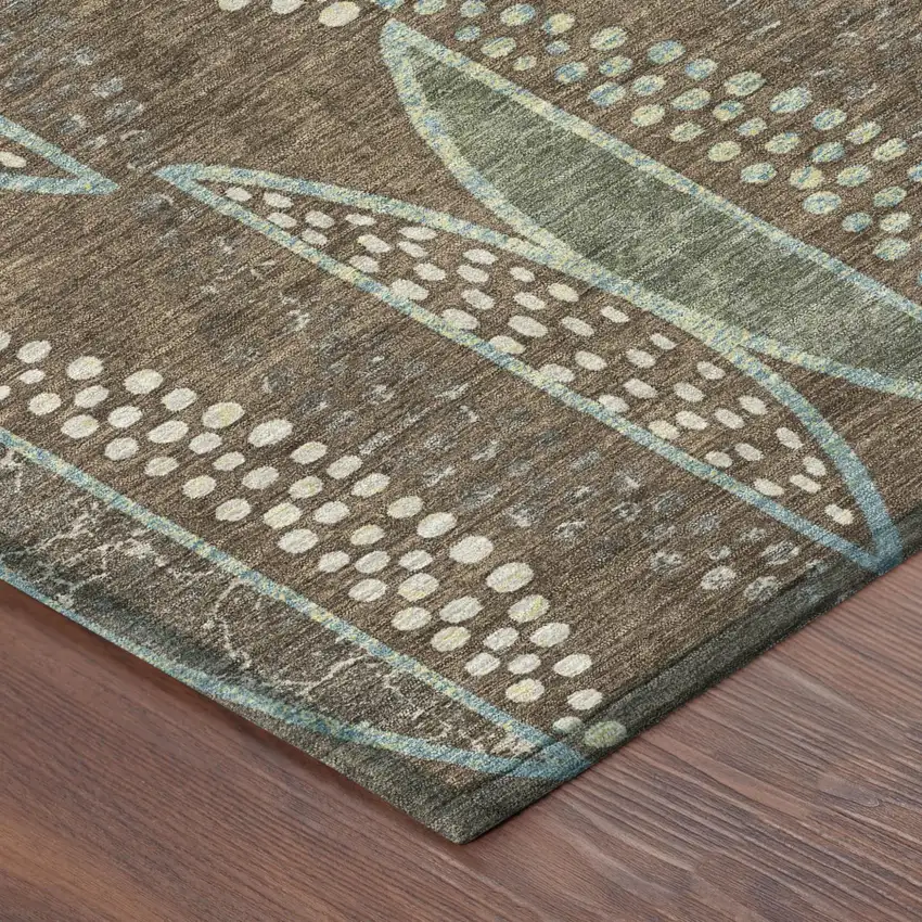 Brown And Gray Geometric Washable Indoor Outdoor Area Rug Photo 5