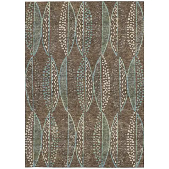 Brown And Gray Geometric Washable Indoor Outdoor Area Rug Photo 4