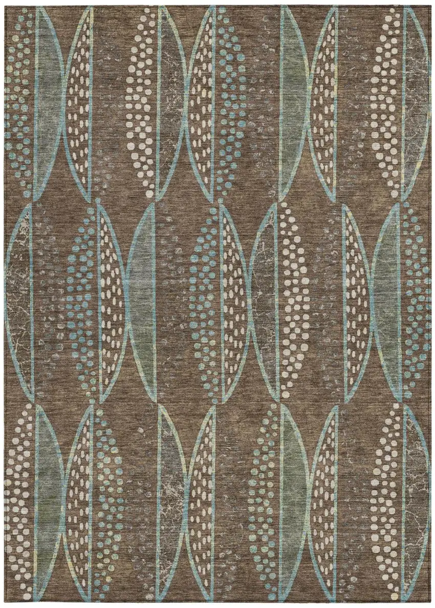 Brown And Gray Geometric Washable Indoor Outdoor Area Rug Photo 4