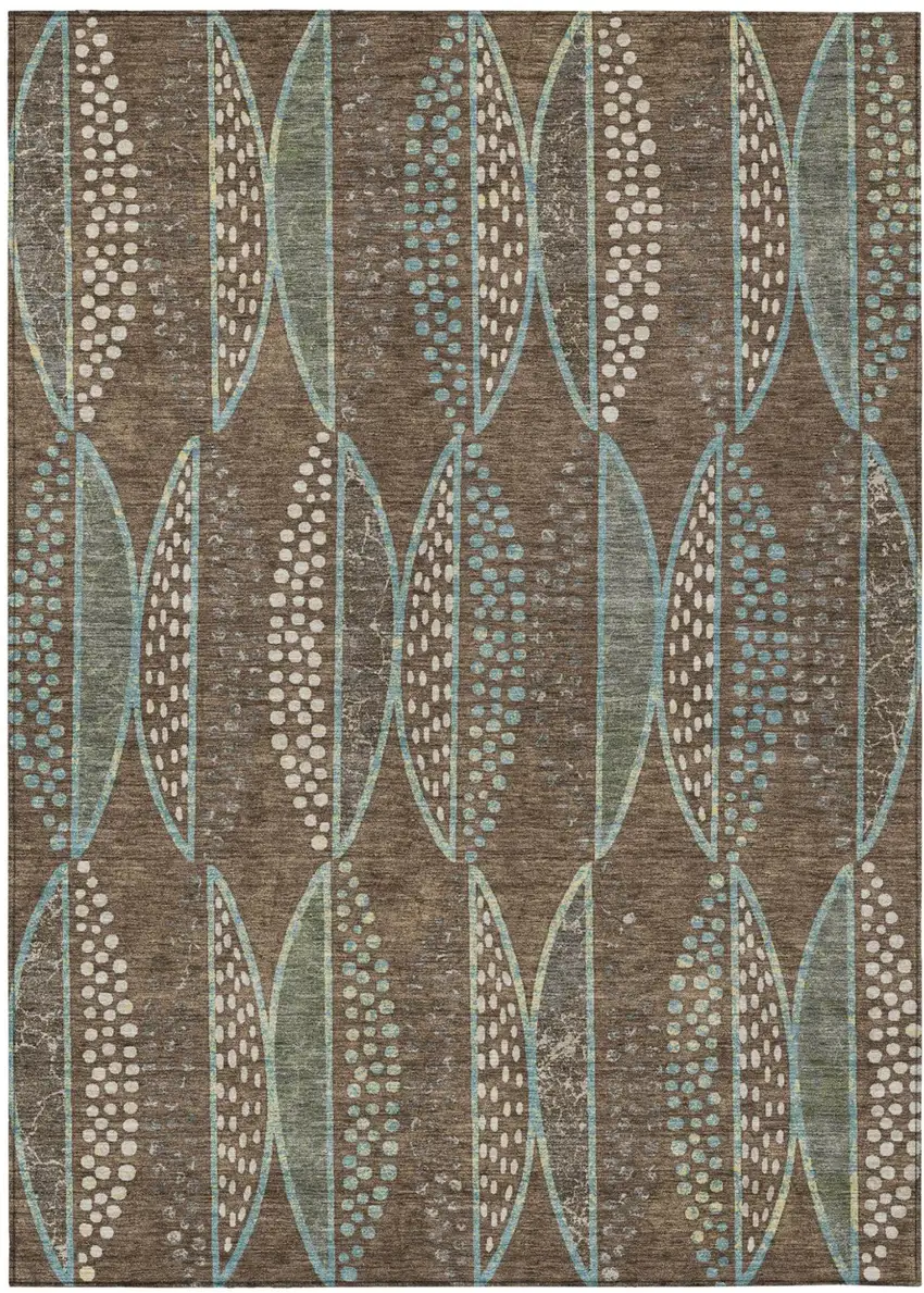 Brown And Gray Geometric Washable Indoor Outdoor Area Rug Photo 2