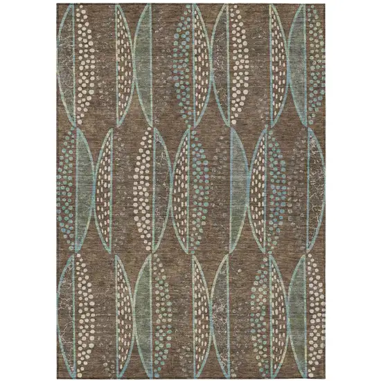 Brown And Gray Geometric Washable Indoor Outdoor Area Rug Photo 2