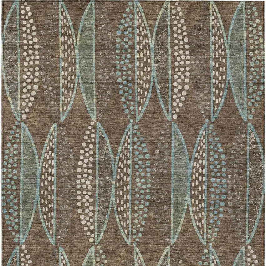 Brown And Gray Geometric Washable Indoor Outdoor Area Rug Photo 3