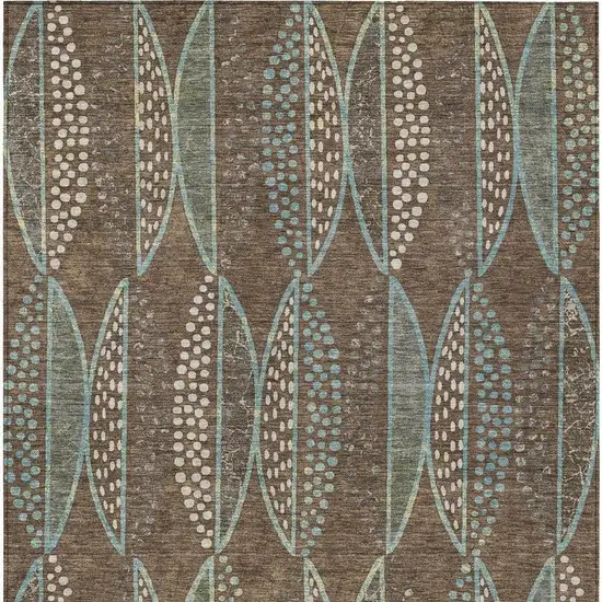Brown And Gray Geometric Washable Indoor Outdoor Area Rug Photo 3