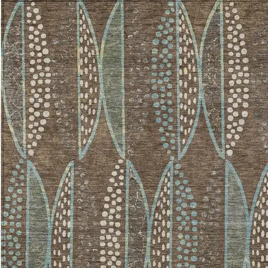 Brown And Gray Geometric Washable Indoor Outdoor Area Rug Photo 3