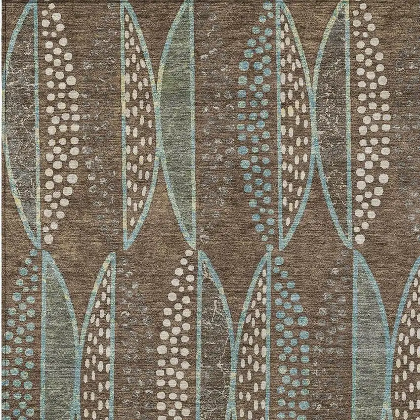 Brown And Gray Geometric Washable Indoor Outdoor Area Rug Photo 3