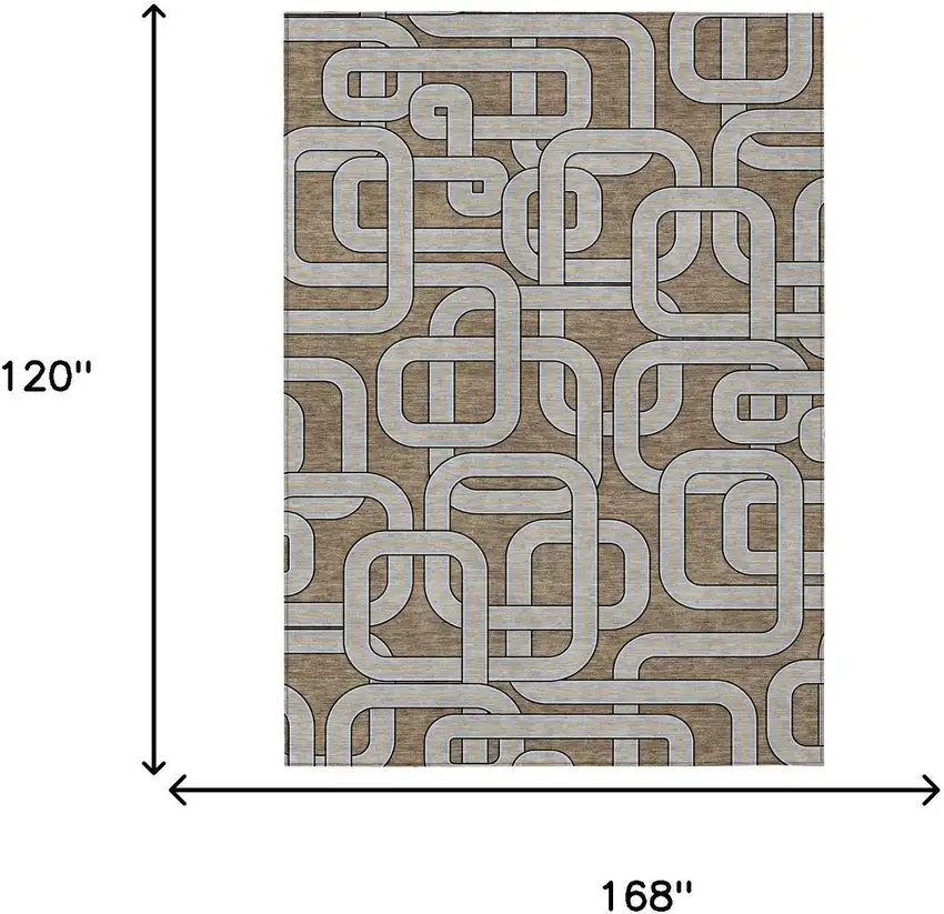 Brown And Gray Geometric Washable Indoor Outdoor Area Rug Photo 5