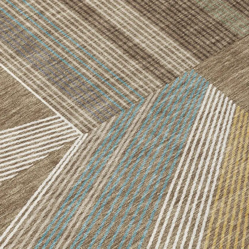 Brown And Gray Geometric Washable Indoor Outdoor Area Rug Photo 4